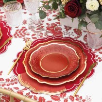 Sottopiatto 35cm in Tessuto Rosso e Oro Accessori Tavola Amore