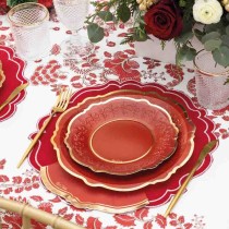 Sottopiatto 35cm in Tessuto Rosso e Bianco Rosso