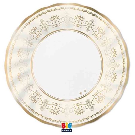 Piatto di Carta 30cm Avorio e Oro "Royal Ivory Gold" 6pz Royal Ivory Gold