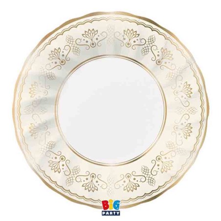 Piatto di Carta Fondo 24cm Avorio e Oro "Royal Ivory Gold" 6pz Royal Ivory Gold