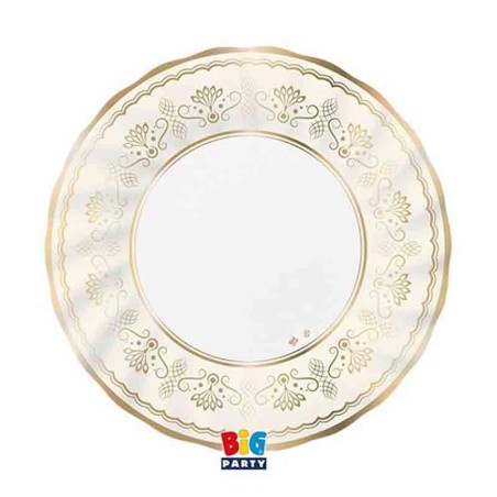 Piatto di Carta 20cm Avorio e Oro "Royal Ivory Gold" 6pz Royal Ivory Gold