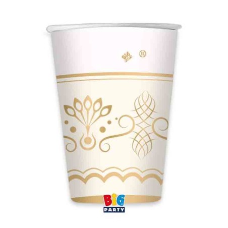 Bicchiere di Carta 200ml Avorio e Oro "Royal Ivory Gold" 6pz Royal Ivory Gold