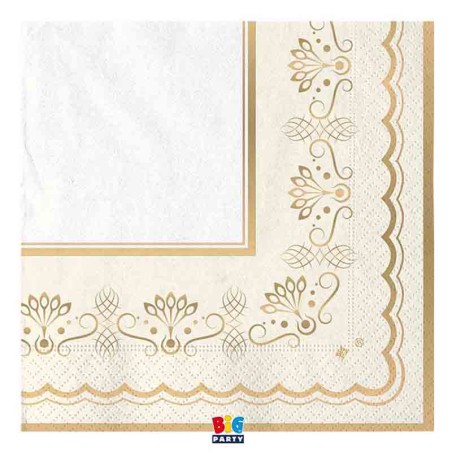 Tovagliolo di Carta 33x33cm Avorio e Oro "Royal Ivory Gold" 16pz Royal Ivory Gold