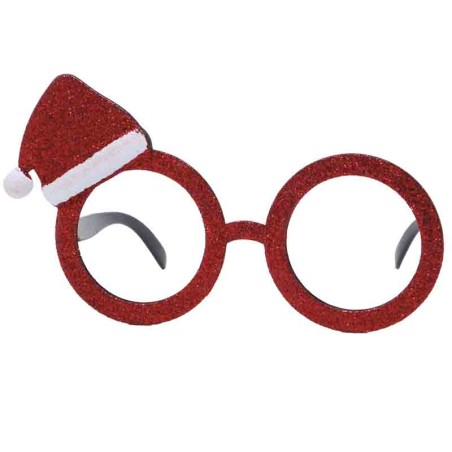 Occhiali Rosso Glitter Babbo Natale Accessori Persona Natale e Capodanno