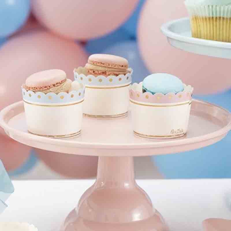 120 Pirottini Per Cupcake Rosa Sfumato Con Pois Oro - Bordo Smerlato, Ideali Per Muffin E Dolci - Per San Valentino, Matrimoni E Feste