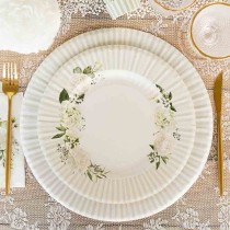 Sottopiatto di Carta 33cm "Floral White" 6pz Outlet Elegant