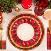 Piatto di Carta Fondo 24cm "Christmas Tartan" 6pz Outlet Natale