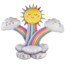 Palloncino in Foil 49" Stacker Balloons Arcobaleno con Sole e Nuvole "Rainbow" 5pz Nascita e Battesimo