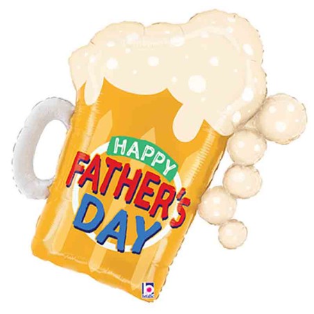 Palloncino in Foil 35" Super Shape Boccale di Birra "Happy Father's Day" Giornate Speciali Grabo