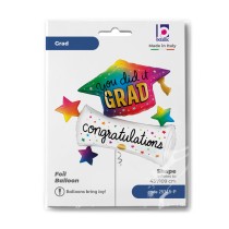 Palloncino in Foil 47" Super Shape Laurea "Rainbow Grad Hat Diploma" Laurea Grabo