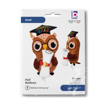Palloncino in Foil 45" Super Shape Gufo Laureato "Owl Grad Diploma" Laurea Grabo