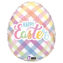 Palloncino in Foil 18" Junior Shape Uovo di Pasqua "Easter Egg Plaid" Pasqua Grabo