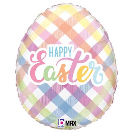 Palloncino in Foil 18" Junior Shape Uovo di Pasqua "Easter Egg Plaid" Pasqua Grabo
