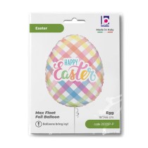 Palloncino in Foil 18" Junior Shape Uovo di Pasqua "Easter Egg Plaid" Pasqua Grabo