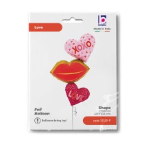 Palloncino in Foil 50" Multi-Balloons Amore "Heart Lips Trio" Amore, Matrimonio o Anniversario Grabo