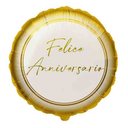 Palloncino in Foil 9" Mini Shape Felice Anniversario Oro 5pz 50° Anniversario