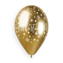 Palloncino in Lattice 13" GBS120 Oro e Argento Shiny con Scritta "Christmas" 25pz Gemar "Christmas/New Year"