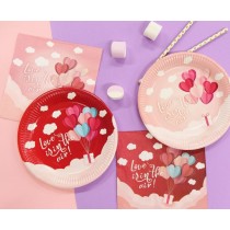 Piatto di Carta 18cm Amore Rosso "Love Is In The Air" 6pz Coordinati Festa Amore