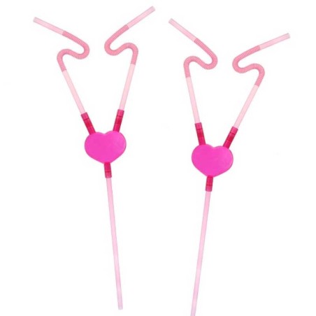 Cannuccia di Plastica per Innamorati "Lovers" 2pz Accessori Tavola Amore