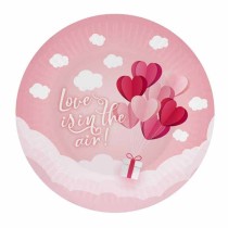 Piatto di Carta 18cm Amore Rosa "Love Is In The Air" 6pz Coordinati Festa Amore