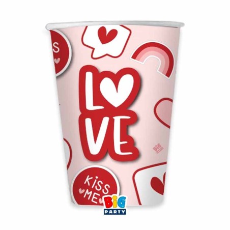 Bicchiere di Carta 200ml Amore "Love Stickers" 6pz Coordinati Festa Amore