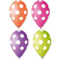 Palloncino in Lattice 12" GS110 Assortito con Pois Bianco 100pz Gemar Pois "Polka Dots"