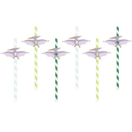 Cannuccia di Carta Dinosauro "Pterodactyl" 6pz Accessori e Addobbi Dinosauro