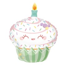 Palloncino in Foil 36" Super Shape Cupcake con Candelina "Crazy Cake" Dolci