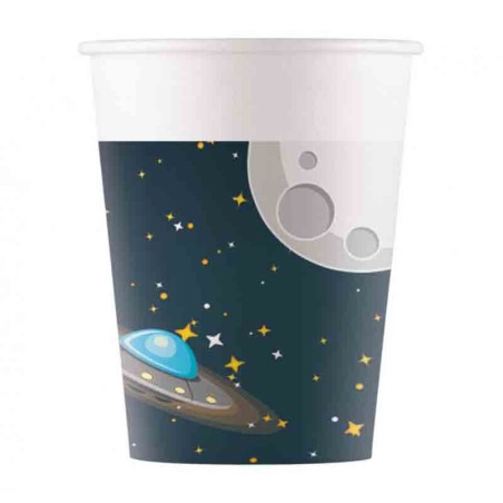 Bicchiere di Carta 200ml dello Spazio "Rocket Space" 8pz Festa a tema Universo