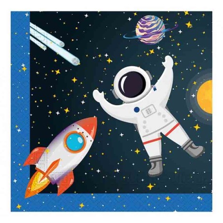 Tovagliolo di Carta 33x33cm dello Spazio "Rocket Space" 20pz Festa a tema Universo