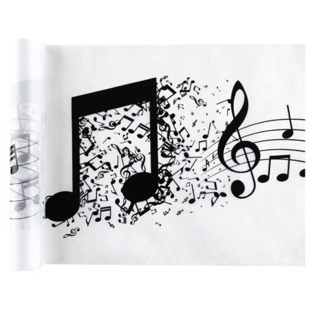 Runner decorato Musica "White Music" 5mt Musica Disco d'Oro
