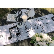 Runner decorato Musica "White Music" 5mt Musica Disco d'Oro