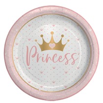 Piatto di Carta 24cm di Principessa "Princess Crown" 8pz Festa Tema Principessa