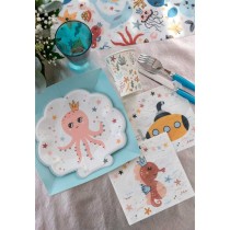 Piatto di Carta 22cm sagomato Conchiglia "P'tit Matelot" 10pz Piccolo Marinaio