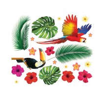 Adesivi da Parete Tropicali "Tropical Stickers" 21pz Pappagallo "Parrot"