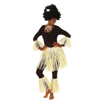 Set Indigeno con Frange in Rafia "Zulù" 5pz Accessori Persona Tropicali