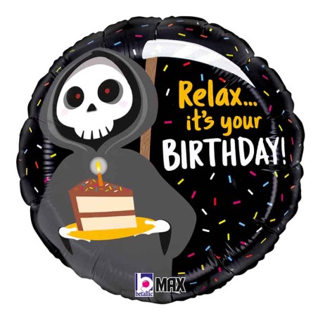Palloncino in Foil 18" Angelo della Morte con Torta Happy Birthday Grabo