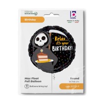 Palloncino in Foil 18" Angelo della Morte con Torta Happy Birthday Grabo