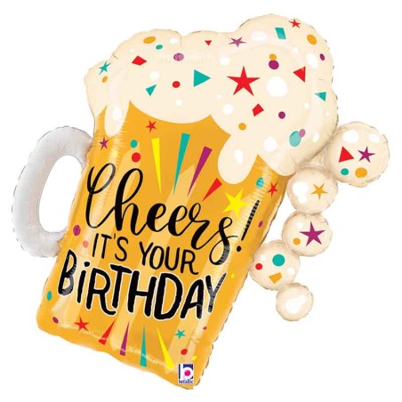 Palloncino in Foil 35" Super Shape Happy Birthday Boccale di Birra Happy Birthday Grabo
