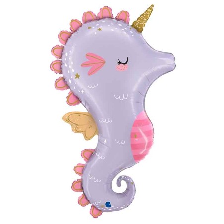 Palloncino in Foil 42" Super Shape Cavalluccio Marino "Magical Seahorse" Pesci e Mare Grabo