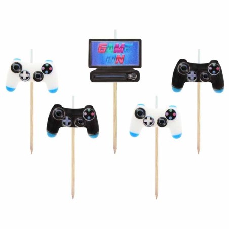 Candelina Picks Controller "Game On" 5pz Candeline Sagomate Fantasia