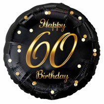 Palloncino in Foil 18" Happy Birthday 60 Anni "Black & Gold" 60 Anni