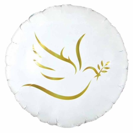 Palloncino in Foil 18" Stampato con Colomba Oro Comunione e Cresima