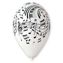 Palloncino in Lattice 12" GS110 Assortito con Stampa Note Musicali 100pz Gemar "Theme & Patterns"