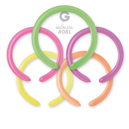 Palloncino in Lattice 2” Modellabile DF4 Funky Neon Assortito "Assorted Fluo" 100pz Gemar Standard Modellabili 2" D4