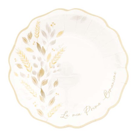 Piatto di Carta 21cm "La Mia Prima Comunione" 8pz Prima Comunione "Elegant"