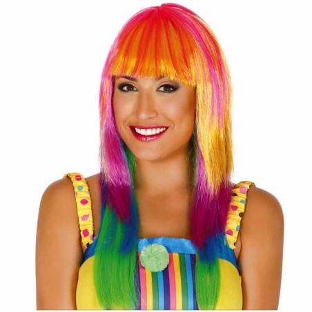Parrucca Arcobaleno Capelli Lunghi con Frangia "Pride" Pride