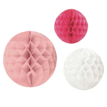 Sfera 3D in Carta Nido d'Ape Mix Rosa 3pz Decorazioni Nido d'Ape