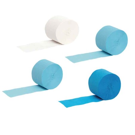 Rotolo in Carta Crespa Mix Azzurro 25mt x 4pz Rotoli Carta Crespa