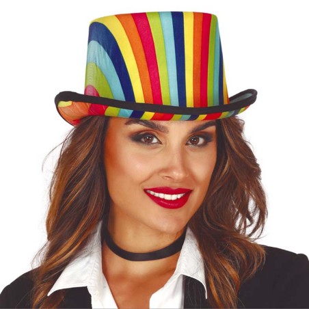Cappello Cilindro in Stoffa Arcobaleno "Pride" Pride